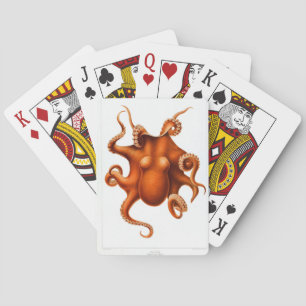 Vintage Octopus Animal Print Playing Cards