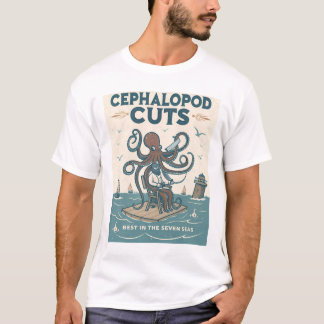 Vintage Octopus Barber Shirt – ‘Cephalopod Cuts’