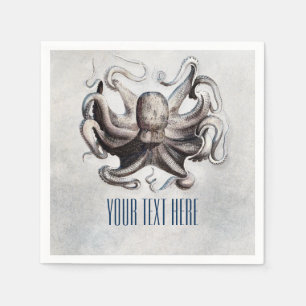 Vintage Octopus Beach Elegant Wedding Napkins
