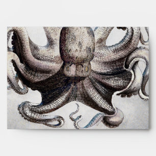 Vintage Octopus Beach Nautical Invitation Envelope