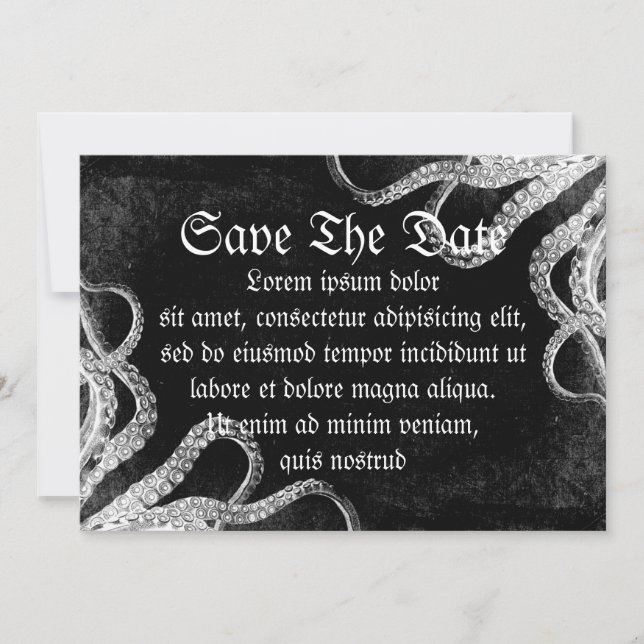 Vintage Octopus Dark Save The Date (Front)
