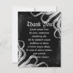 Vintage Octopus Dark Thank You Card