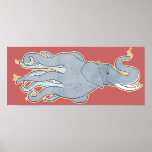 Vintage Octopus Elephant Poster