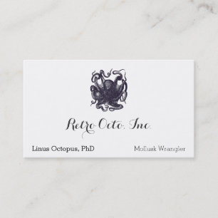 Vintage Octopus Engraving Illustration Business Card