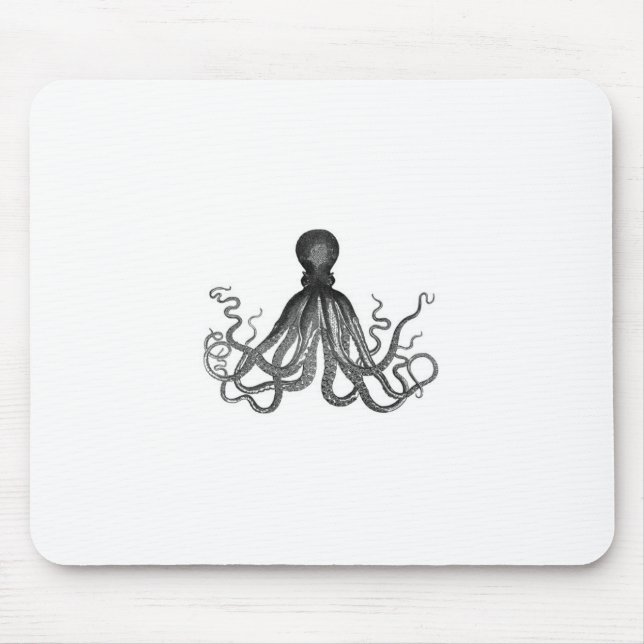 Vintage octopus engraving mouse mat (Front)