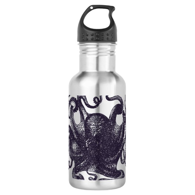 Vintage Octopus Illustration 710 Ml Water Bottle (Front)