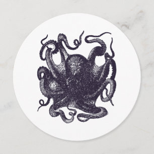 Vintage Octopus Illustration Invitation