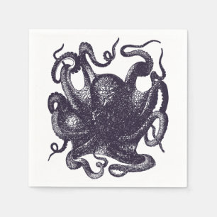 Vintage Octopus Illustration Napkin