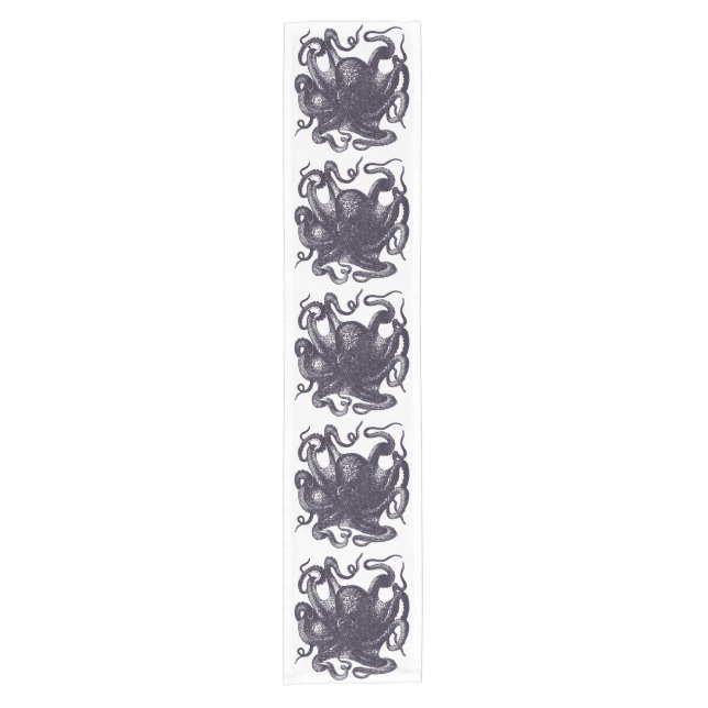 Vintage Octopus Illustration Short Table Runner (Front)