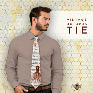 Vintage Octopus Illustration Tie