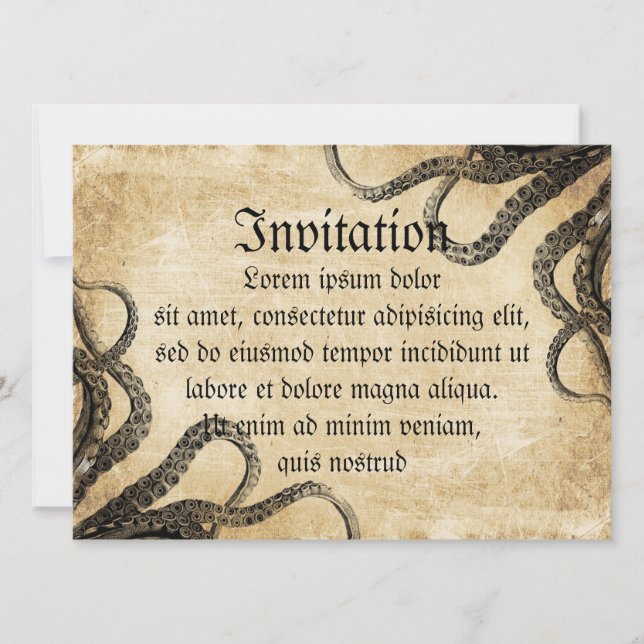 Vintage Octopus Invitation (Front)