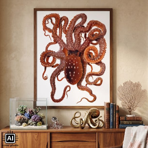 Vintage Octopus Macropus, Marine Aquatic Animals Poster