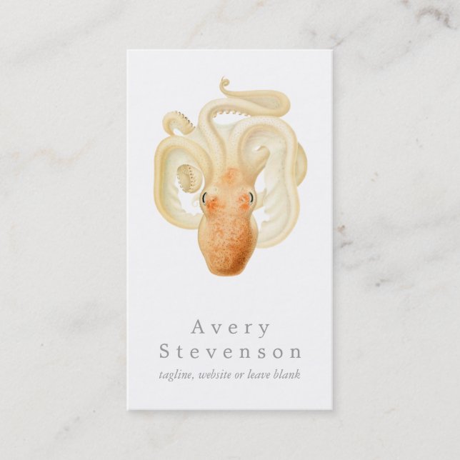 Vintage Octopus Marine Biology Nautical Business Card (Front)