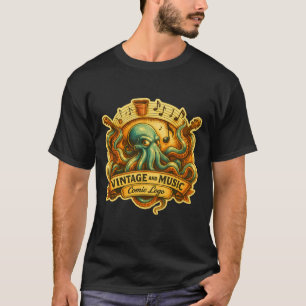 Vintage Octopus Music T-Shirt – Retro Comic Style 