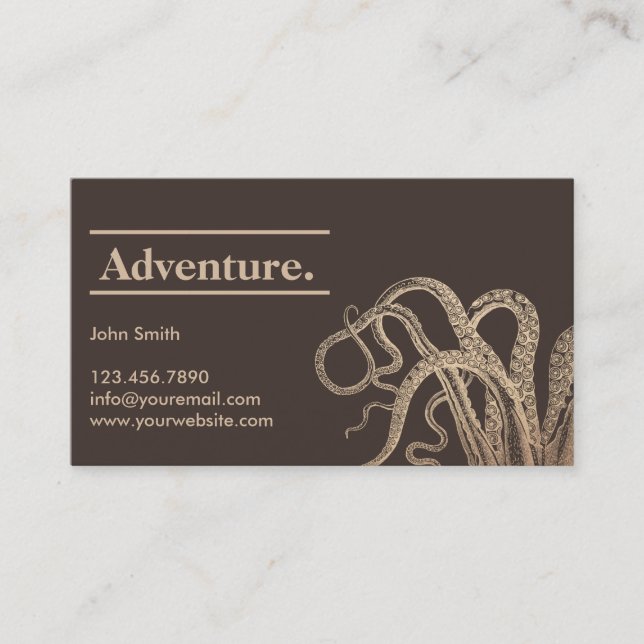 Vintage Octopus Nautical Adventure Calling Card (Front)