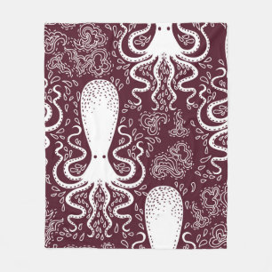 vintage Octopus pattern. Fleece Blanket