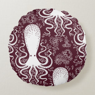 vintage Octopus pattern. Round Cushion