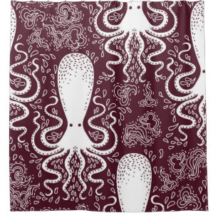 vintage Octopus pattern. Shower Curtain