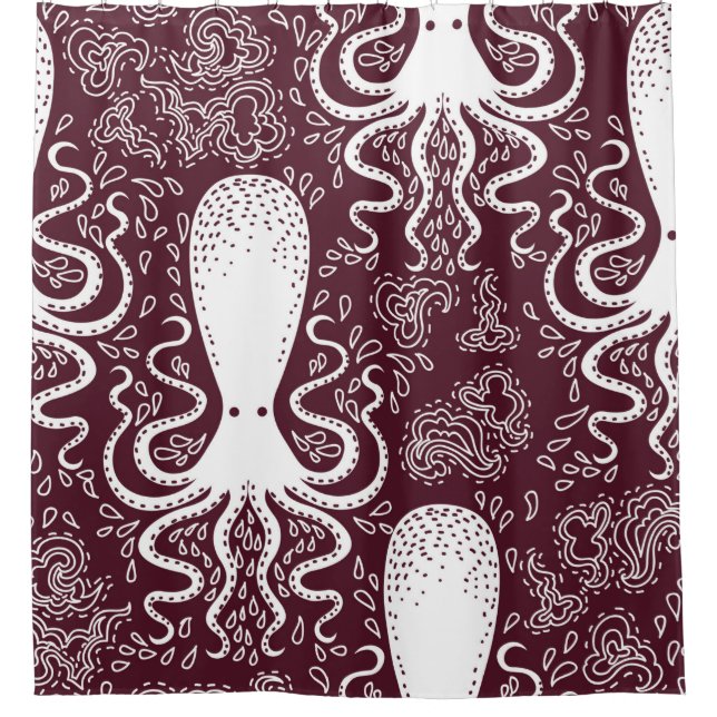 vintage Octopus pattern. Shower Curtain (Front)