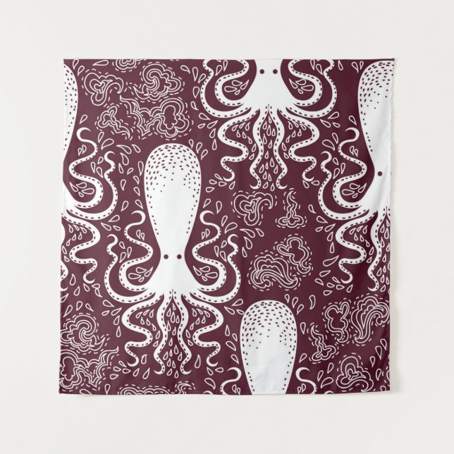 vintage Octopus pattern. Tapestry (Front)