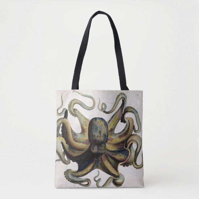 Vintage Octopus Print All Over Print Tote Bag (Front)