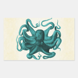 Vintage Octopus Rectangular Sticker