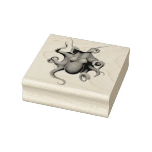 Vintage octopus rubber stamp