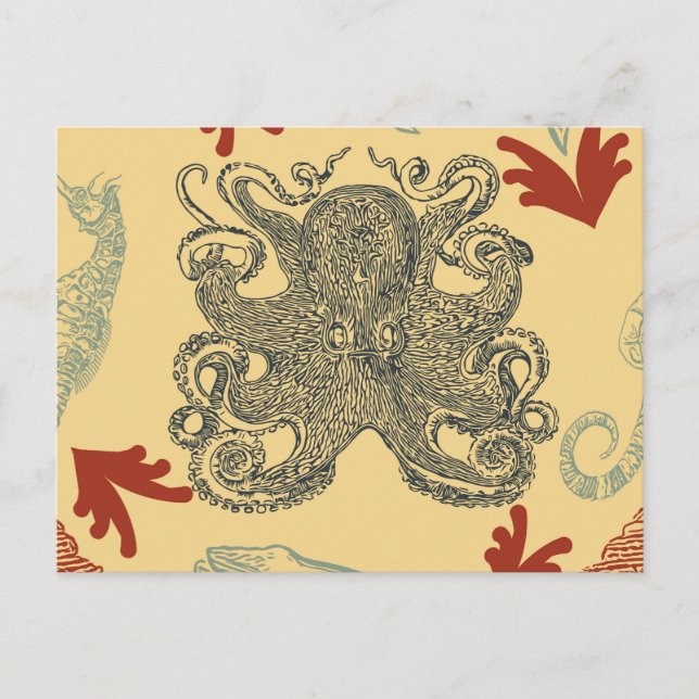Vintage Octopus Sea Monster Postcard (Front)