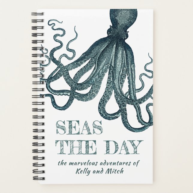 Vintage Octopus Seas the Day Funny Nautical Planner (Front)