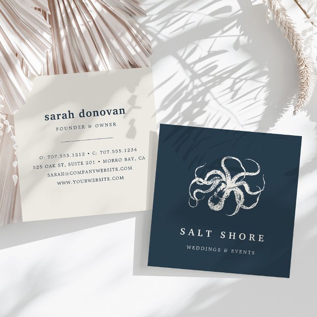 Vintage Octopus Square Business Card (Creator Uploaded)