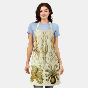 Vintage Octopus Squid Gamochonia by Ernst Haeckel Apron