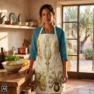 Vintage Octopus Squid Gamochonia by Ernst Haeckel Apron