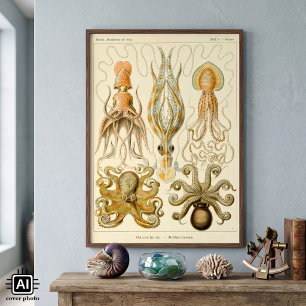 Vintage Octopus Squid Gamochonia by Ernst Haeckel Poster