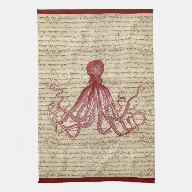 Vintage octopus tea towel (Vertical)