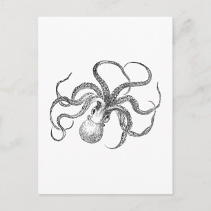 Vintage Octopus Template Postcard