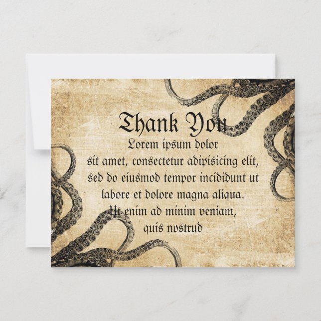 Vintage Octopus Thank You Card (Front)