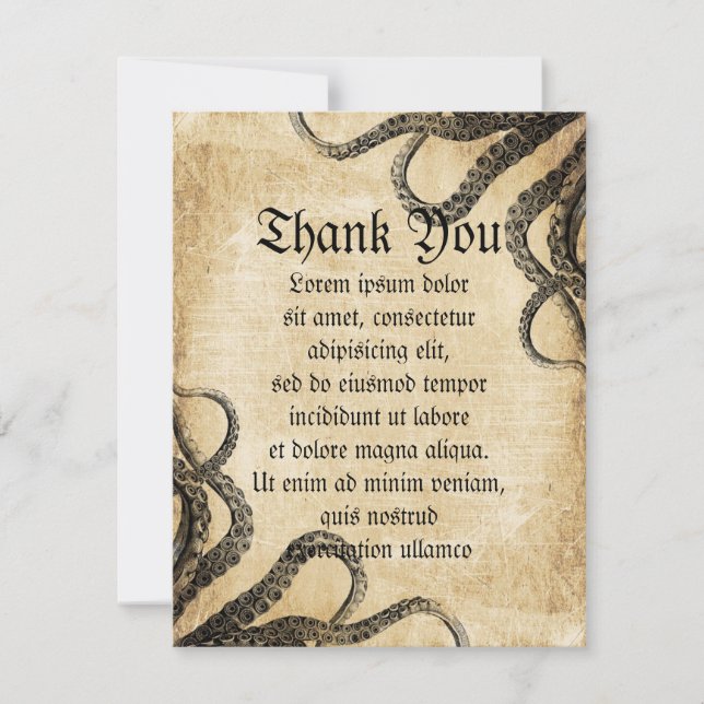 Vintage Octopus Thank You Card (Front)