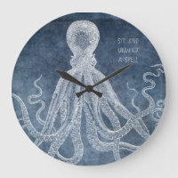 Vintage Octopus Twilight Blue Watercolor Quote Squ