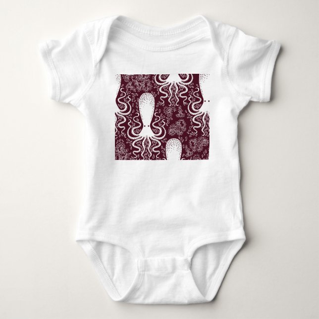 Vintage Octopus: Underwater Pattern Splendour Baby Bodysuit (Front)
