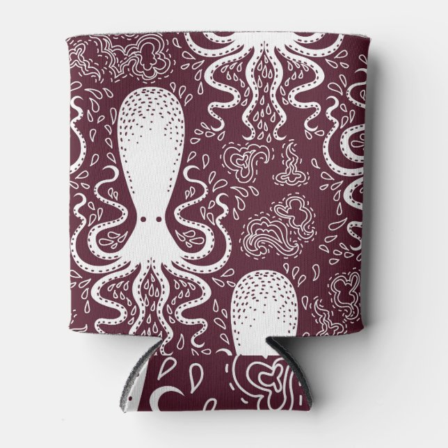 Vintage Octopus: Underwater Pattern Splendour Can Cooler (Front)