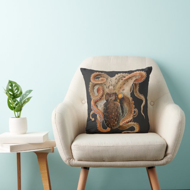 Vintage Octopus Vulgaris, Marine Life Animals Cushion (Chair)
