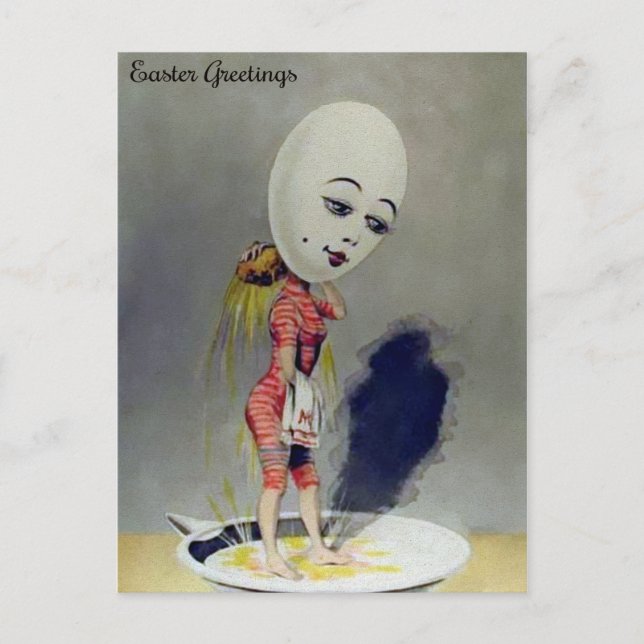 Vintage Odd Egg Lady Postcard (Front)