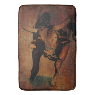 Vintage of a Kind Bath Mat Western Bull