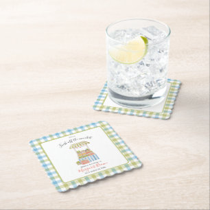 Vintage off the market Bridal Shower: green & blue Paper Coaster