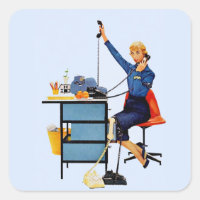 Vintage Office Retro Working Woman Art