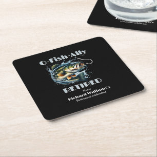 Vintage OFishAlly Retired Big Fish Take The Bait  Square Paper Coaster