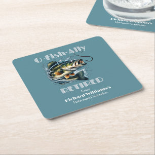Vintage OFishAlly Retired Big Fish Take The Bait Square Paper Coaster