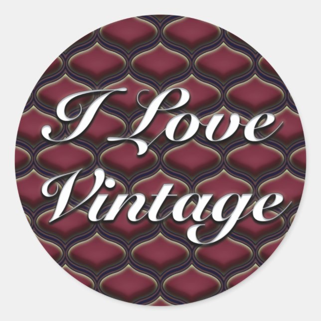 Vintage Ogee Red Berries Classic Round Sticker (Front)