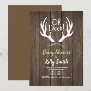 vintage oh deer baby shower invitation