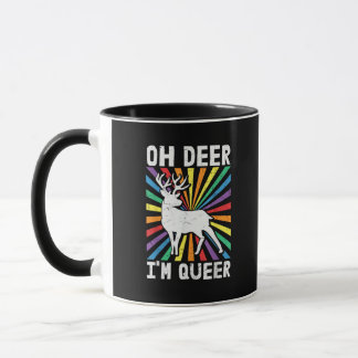 Vintage Oh Deer I'm Queer Pride LGBT Gay Lesbian Mug